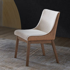 Ginny - Side Chair (Set of 2) - White Boucle, Brown Velvet & Walnut