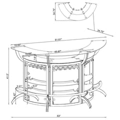 Dallas - 3-Piece Curved Freestanding Home Bar Cabinet