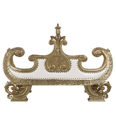 Bernadette - Bench - White Synthetic Leather Fabric & Gold