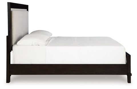 Neymorton - Dark Grayish Brown - King Upholstered Panel Bed