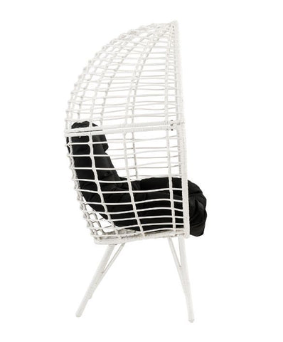 Galzed - Patio Lounge Chair - Black Fabric & White Wicker