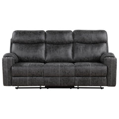 Hirah - Motion Sofa - Dark Gray Polish Microfiber