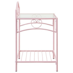 Massi - 1-Shelf Nightstand With Glass Top - Powder Pink