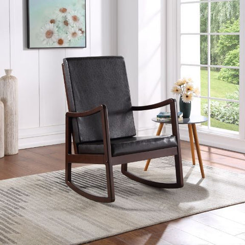 Raina - Rocking Chair - Dark Brown PU & Espresso Finish