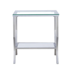 Saide - Square End Table With Mirrored Shelf - Chrome