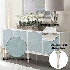 Ansaldo - Console Cabinet - Pearl White & Silver Shimmer