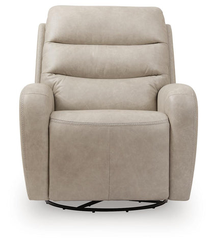 Motion-Max - Swivel Glider Power Recliner - Stonewash
