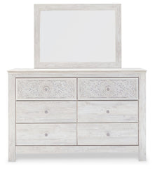 Paxberry - Dresser, Mirror - Medallion Drawer Pulls - Whitewash
