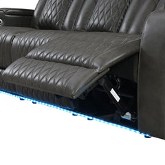 Taddeo - Power Motion Sofa With Power Headrest, USB, Wireless Charger, LED & Reading Light - Dark Gray