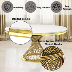 Fallon - Dining Table - Faux Marble Top & Mirrored Gold Finish