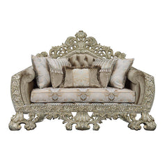 Sorina - Loveseat - Velvet, Fabric & Antique Gold Finish