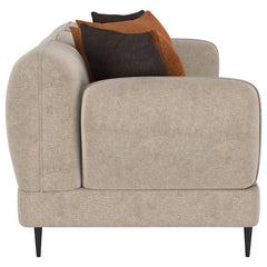 Jade - Chenille Upholstered Sculpted Track Arm Sofa - Latte