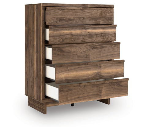 Chirason - Brown - Five Drawer Wide Chest