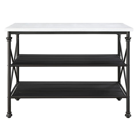 Brahm - Kitchen Island - White Marble Top & Gray