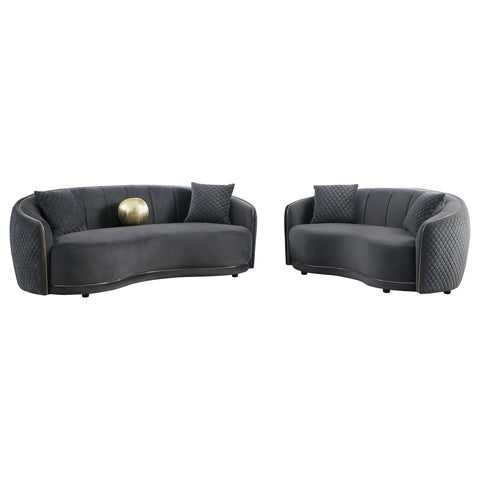 Brookside - Velvet Upholstered Curved Sofa - Dark Gray