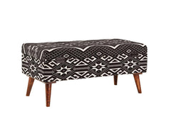 Cababi - Tribal Fabric Upholstered Accent Storage Bench - Black