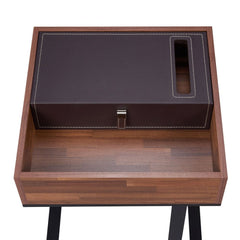 Sara - I - I End Table - Espresso PU, Walnut & Sandy Black