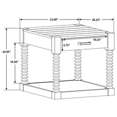 Meredith - 1-Drawer Rectangular Side End Table - Coffee Bean