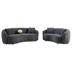 Brookside - Velvet Upholstered Curved Loveseat - Dark Gray