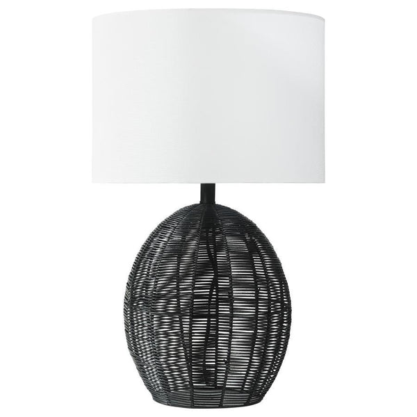Indio - Drum Shade Handwoven Rattan Table Lamp - Black