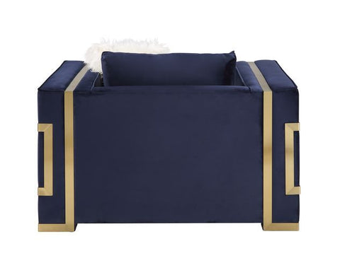 Virrux - Chair - Blue Velvet & Gold Finish