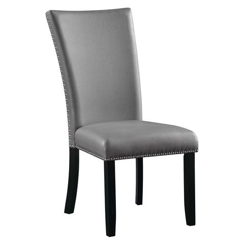 Caralin - Side Chair (Set of 2) - Gray Synthetic Leather & Black Finish