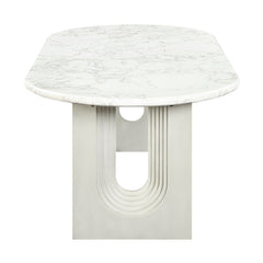 Zayn - Dining Table - White Natrual Marble Top & White