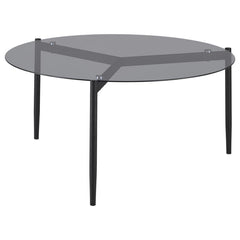 Rosalie - Round Smoked Glass Top Coffee Table - Sandy Black