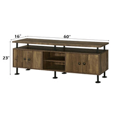 Ensata II - TV Stand - Rustic Oak & Black Finish