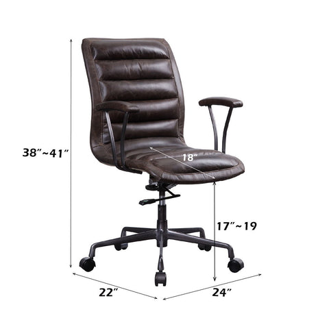 Zooey - Executive Office Chair - Distress Chocolate Top Grain Leather