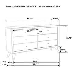 Janelle - 6-Drawer Dresser - White