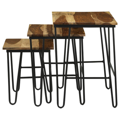 Nayeli - 3 Piece Solid Sheesham Wood Nesting Tables - Natural