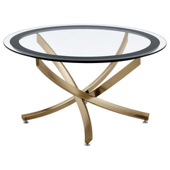 Brooke - Round Glass Top Coffee Table Metal Base