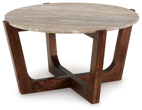 Tanidore - Warm Brown - Round Cocktail Table