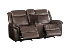 Lydia - Motion Loveseat With USB & Console - Brown Leather Aire