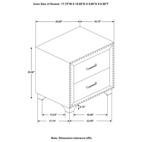 Melody - Upholstered 2-Drawer Nightstand