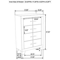 Trenton - 4-Drawer Bedroom Chest Of Drawers - Rustic Cream