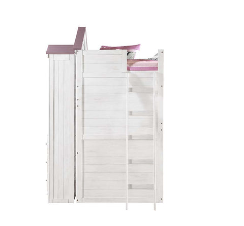 Tree House - Twin Loft Bed - Pink & White Finish