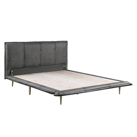 Metis - Eastern King Bed - Gray Top Grain Leather