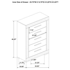 Ives - 5-Drawer Bedroom Chest Of Drawers - White High Gloss