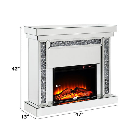 Noralie - Fireplace - Mirrored & Faux Diamonds - 42"