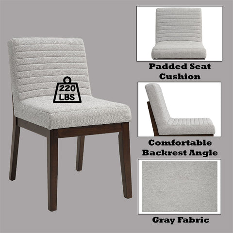 Edwyn - Side Chair (Set of 2) - Gray Fabric & Brown Finish