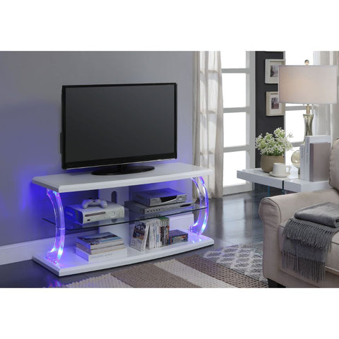 Aileen - TV Stand - White & Clear Glass