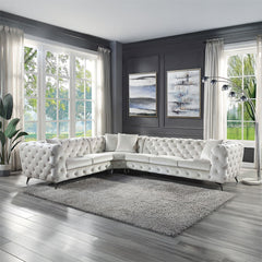 Atronia - Sectional Sofa With 4 Pillows - Beige Fabric