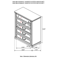 Hillcrest - 5-Drawer Bedroom Chest - Distressed White