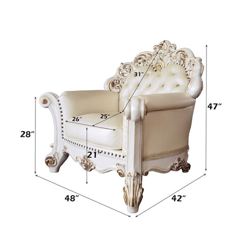 Vendom - Chair - Champagne PU & Antique Pearl Finsih