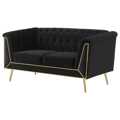 Holly - Upholstered Tuxedo Arm Tufted Loveseat - Black