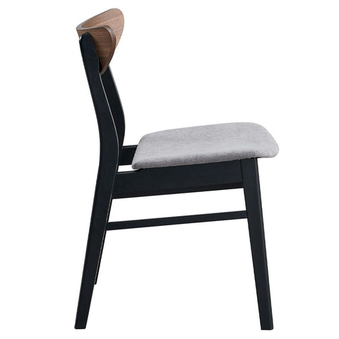 Rebi - Side Chair (Set of 2) - Gray Linen, Walnut & Black Finish