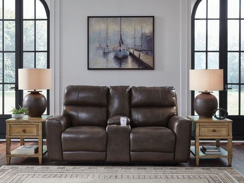 Crossplex - Smoke - Power Recline Loveseat / Console / Adjustable Headrest