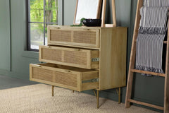 Zamora - 3-Drawer Wood Accent Cabinet With Woven Cane - Natural